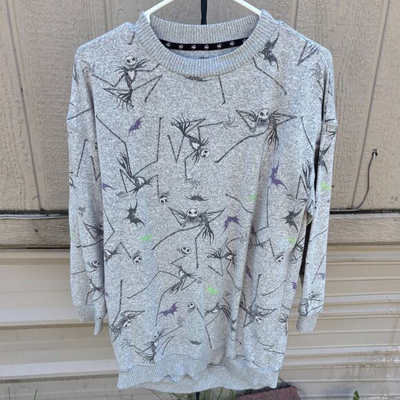 Disney Nightmare Before Christmas Jack Skellington Sleep Shirt XS Gray Pullover - Picture 1 of 9